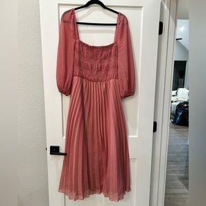 Asos size 10 sheer sleeve long dress, rose color
